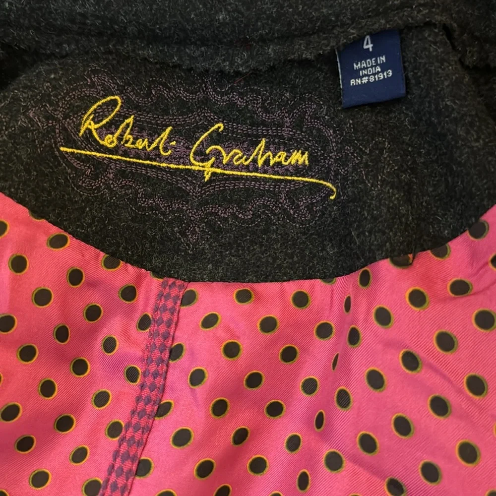 Robert Graham Velvet Deep Wine Purple Cropped Lined Pockets Button Up Jacket 4